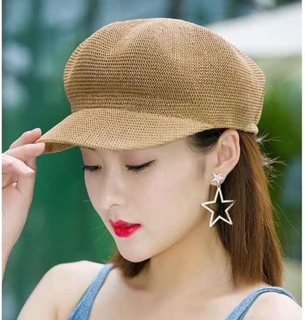 Dame Solhatt Sammenleggbar UPF50+ UV-beskyttelse Bred Brem Bomull Strandhatt - Khaki