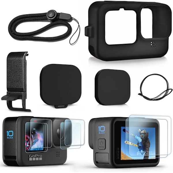 Sett med etui for Go Pro Hero11/ 10/ 9, inkludert sidedeksel og linsedeksel