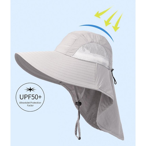 Dame Solhatte UPF 50+ UV Beskyttelse Bredskygget Vandre- og Fiskehat