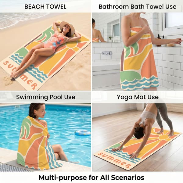 Badehåndklæde med soltørring, sammenklappeligt design, dobbeltsidet YTB-SMR-A2 90*180CM [In Stock]
