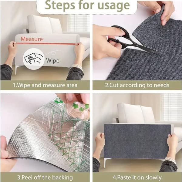 Selvklebende klorestativ for katt - DIY-beskyttelse mot kløring for møbler og vegger - Slitesterk teppebeskyttelse 200 x 40 cm mørkegrå