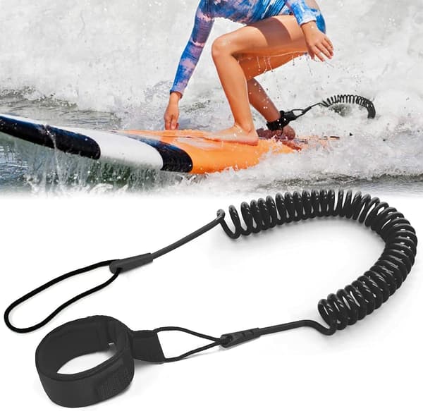 Surfbræt Leash 2-pak Elastisk Udtrækkelig Sikkerhedsline til Surfing og Stand Up Paddle Board Sort