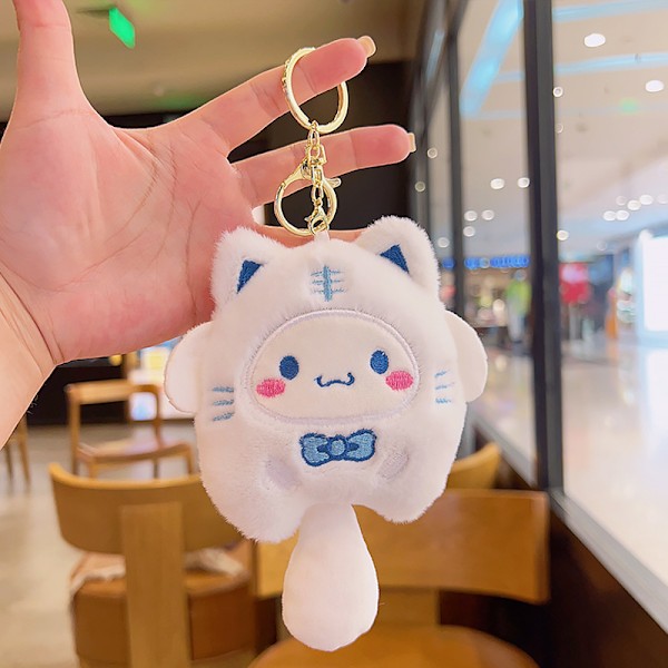 Sarjakuva Kuromi -nukke koululaukun riipus nukke pehmolelu pari avaimenperä laukun riipus Plush Animal Series-Cinnamon Dog 11cm (with keychain)