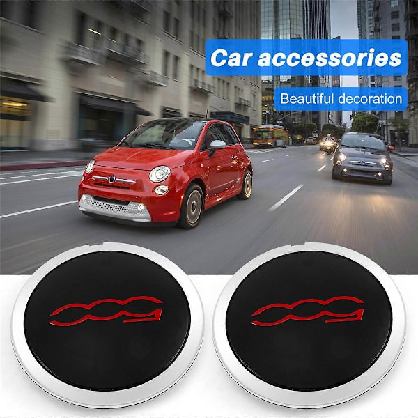 st 133mm Navkapslar Kompatibla med Fiat 500 Hjulcentrum Navkapslar Set 68078419AC 68078421AC Dammskydd 51884863-Perfekt Black&Red
