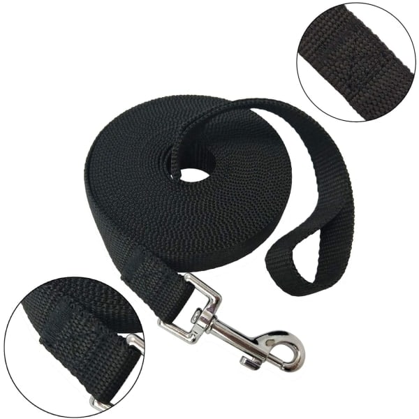 CQBB Treningsline for små til mellomstore hunder, hundebånd for hund/valp for lydighetstrening, tilbakekalling, camping - Svart 10*2M