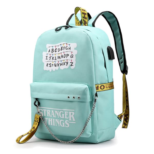 Stranger Things USB-lataava reppu Koulukassit musta black