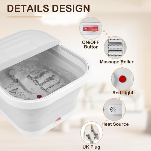 Fod Spa Badekar Massageapparat Med Varme Konstant Temperatur Bobler Vibration Rødt Lys Terapi Til Afslapning Stresslindring 37x14CM
