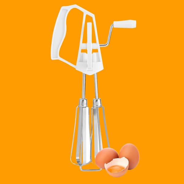 Håndmixer i rustfrit stål til flødeskum og kagebagning, hvid køkkenmixer, stavblender