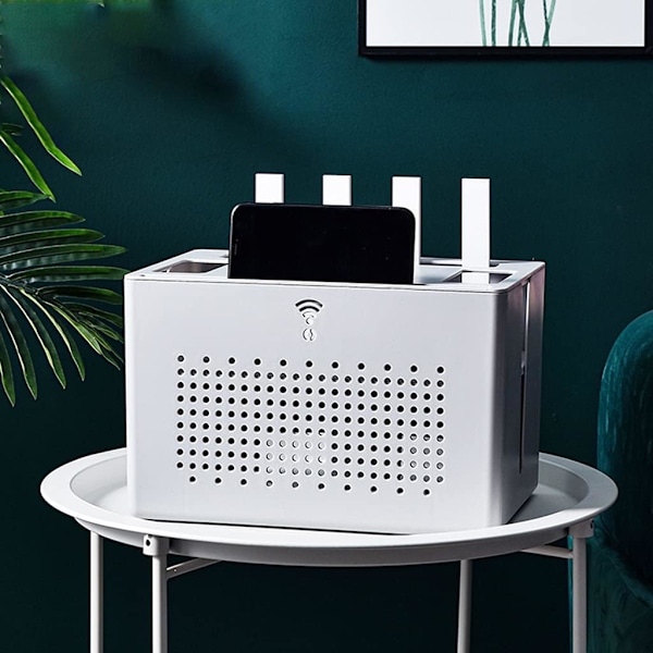 Dobbeltlags Wifi-ruter oppbevaringsboks skrivebord kontakt ledning organizer boks dekoder element skjult finishboks