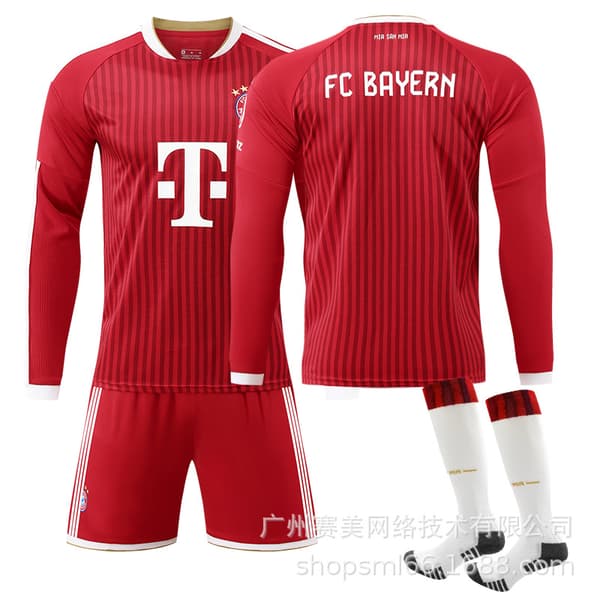 Fodboldtrøje Langærmet Bayern München Sæt med numre 26 27 9 17 10 til mænd kvinder No size sock protector M
