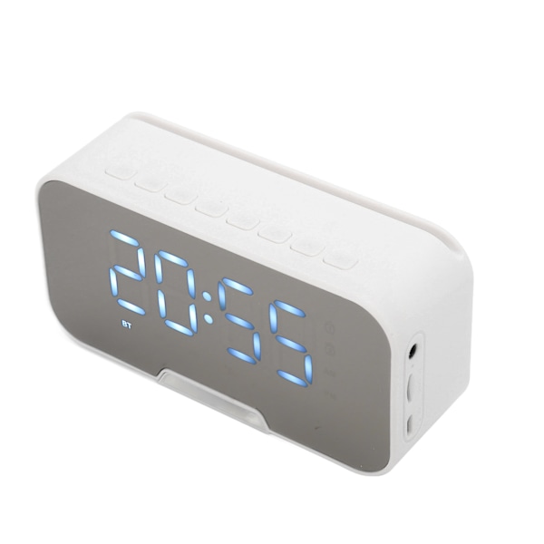 Bluetooth-högtalare med digital väckarklocka, temperaturvisning, röstmeddelanden, FM-radio, spegelväckarklocka, vit 0.4