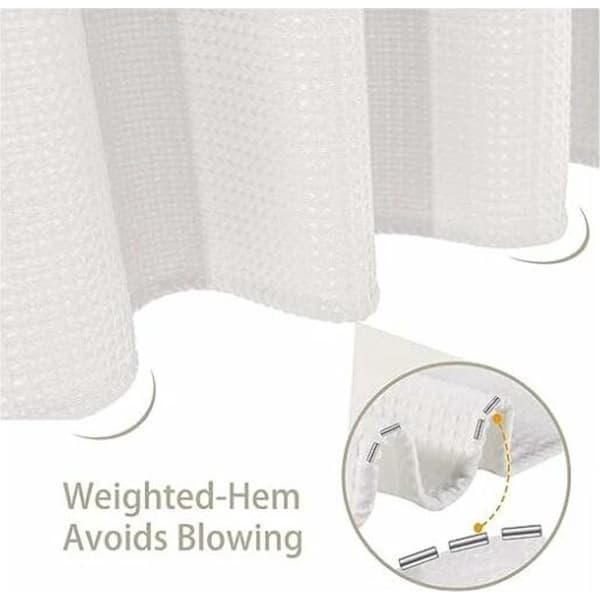 90x180CM - med 6 plastkrokar - för badrum och toalett - vit - mögelresistent - kubdesign - duschdraperi