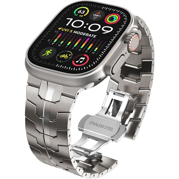 41mm 40mm 38mm Kompatibel med Apple Watch Rem, Herre Armbånd i Rustfrit Stål, Metal Udskiftningsrem, Titanium{hh} 38mm 40mm 41mm