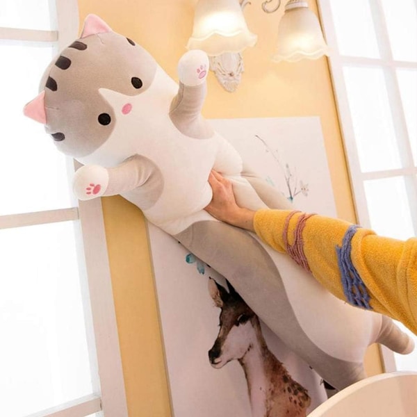 50 cm Mjuk Kattkudde Plysch Lång Kudde Bomull Katt Kudde Söt
