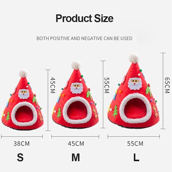 Julkattsäng Hundtält Husmatta Varm Husdjursäng Julgranformad Katthustält Mjuk Plysch Bo Kattsängar Tält Grön-2 Green-2 M