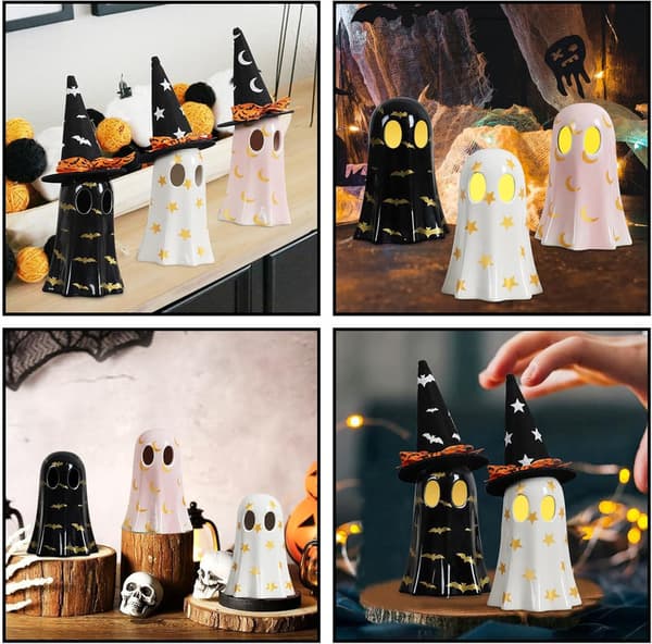 Ghost Halloween Decor, Set of 3 Ceramic Halloween Ghost Decorations