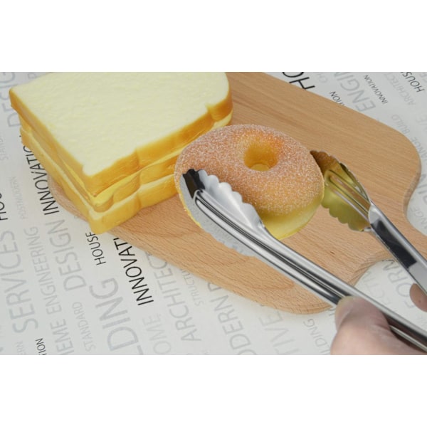 Små serveringstänger i rostfritt stål, 23 cm salladstänger, set med