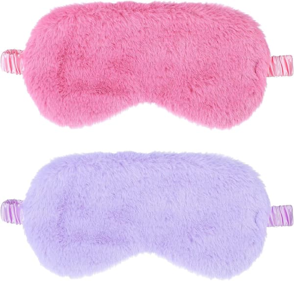 Mjuk Sovmask Satinfoder Ögonskydd För Kvinnor Män Ögonbindel Blockera Ljus Tupplur Gåva Ros Violett 2-pack