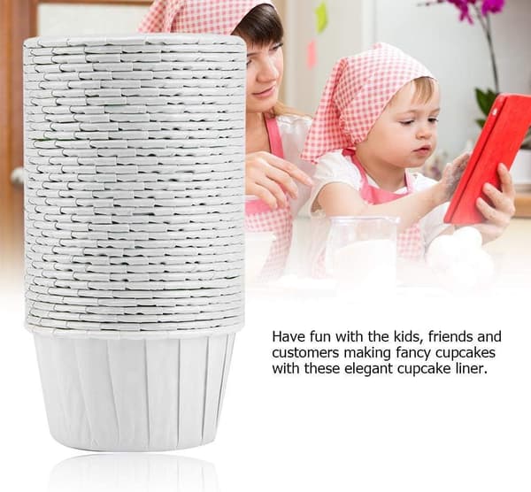 100 stk. Cupcake Former Runde Bakeformer For Muffins Kaker Fest Bryllup Bursdagsdekorasjon Hvit