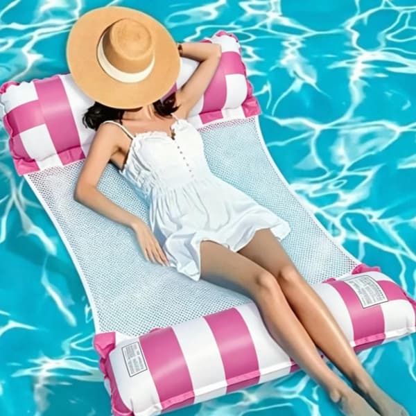 PVC oppustelig dobbelt rørnet flydende pool-liggestol, foldbar Light blue 127*70cm