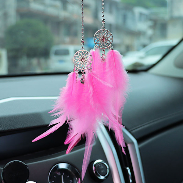Luova auton riipus sulka unisieppari taustapeili auton koriste riippuva auton sisätilan riipus Violet Feather Dream Catcher