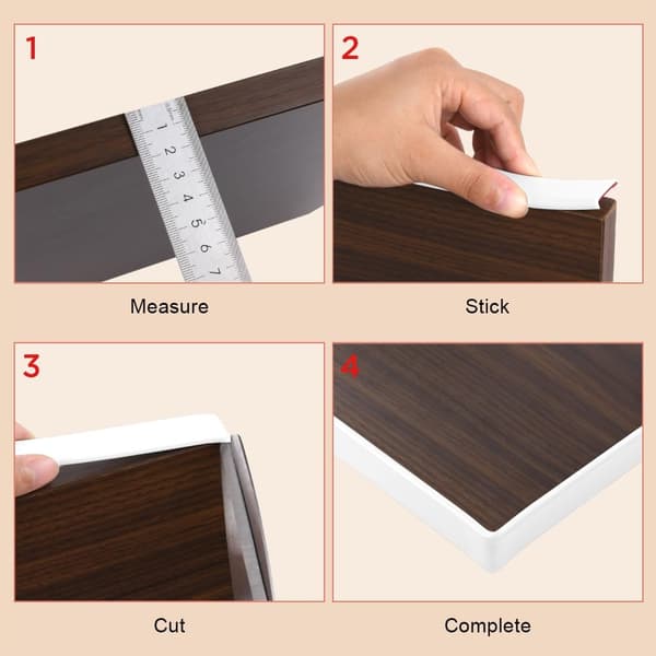 4m x 18mm Self-Adhesive U-Shaped Furniture Edge Banding, Edge Protector, Super Soft, Durable and Safe - White