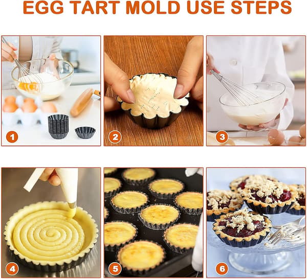 Gjenbrukbart bakebrettsett i karbonstål for kaker, puddinger, muffins, DIY, 12 deler