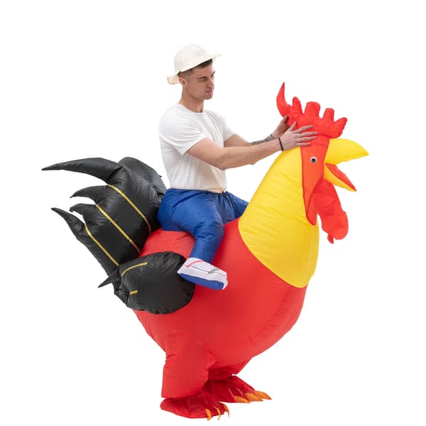 Fargerikt oppblåsbart hanekostyme for barn 100-140 cm Red Rooster 100-140cm