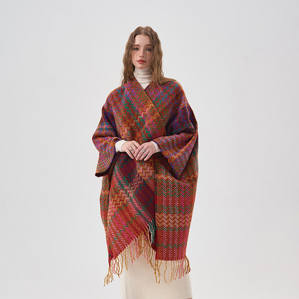 Poncho-sjal för damer, öppen framsida, sjal för höst och vinter