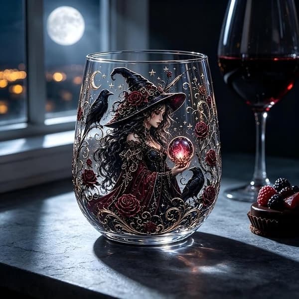 Fantasy Vin Häxa Glas Tekopp Unik Dryckesvara Potions Witch