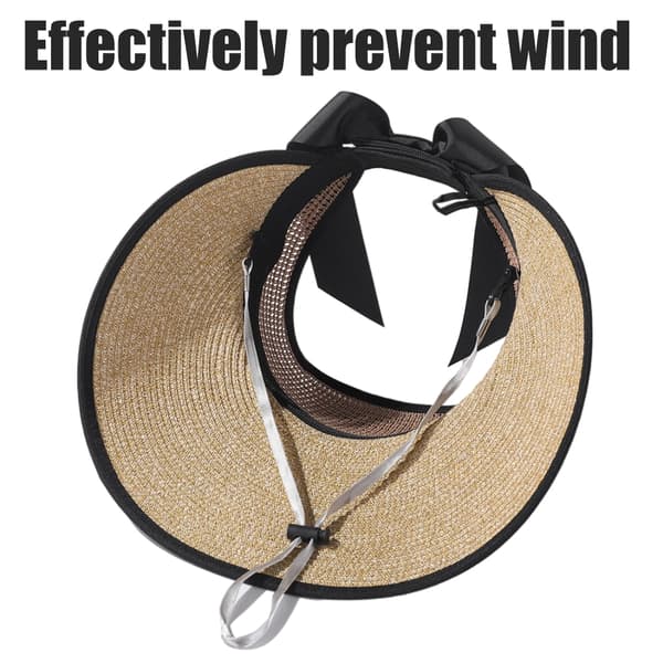 Foldable Sun Visor Women Wide Brim Bow Sun Hat Breathable Summer Beach Hat
