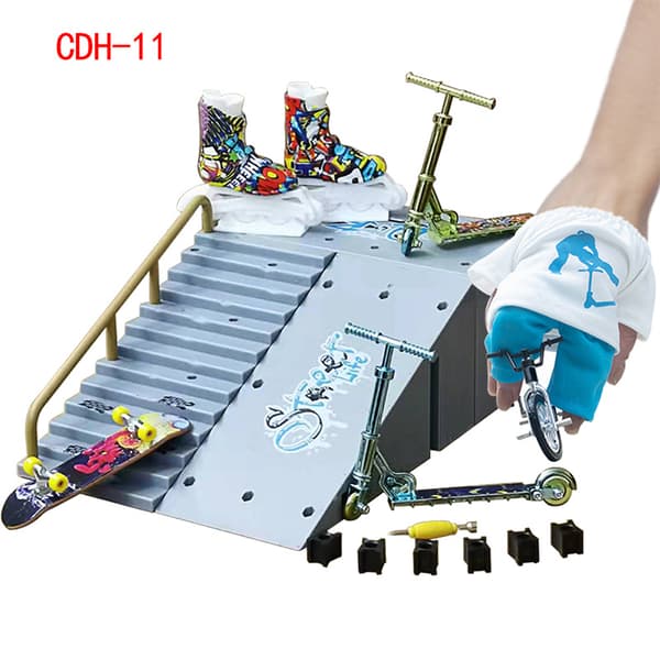Scooter Finger Skateboard Set - Mini Skatepark i Legering | Leksak för barn 【CDH-9】