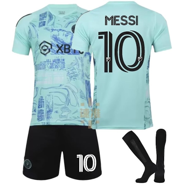 Vuxen Barn Set, Miami Fotbollströja Nr 10 Messi Sportkläder Set 20