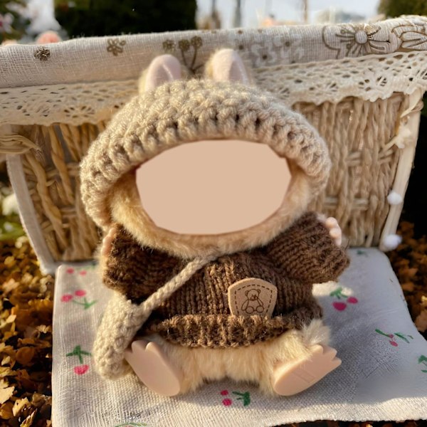 Kläder för Labubu (INGEN Docka), Hatt & Jumpsuit Set för 17cm Labubu Tillbehör Kostym{hh} Knitted