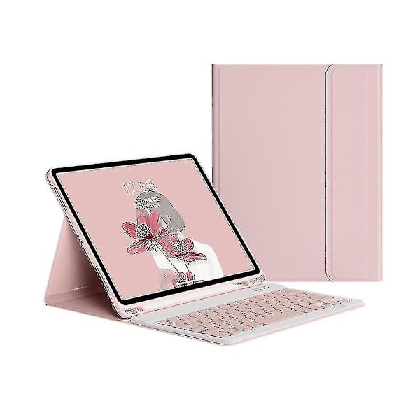 Etui med tastatur for iPad 9.7 tommer 2017 2018 5. 6. generasjon (rosa)