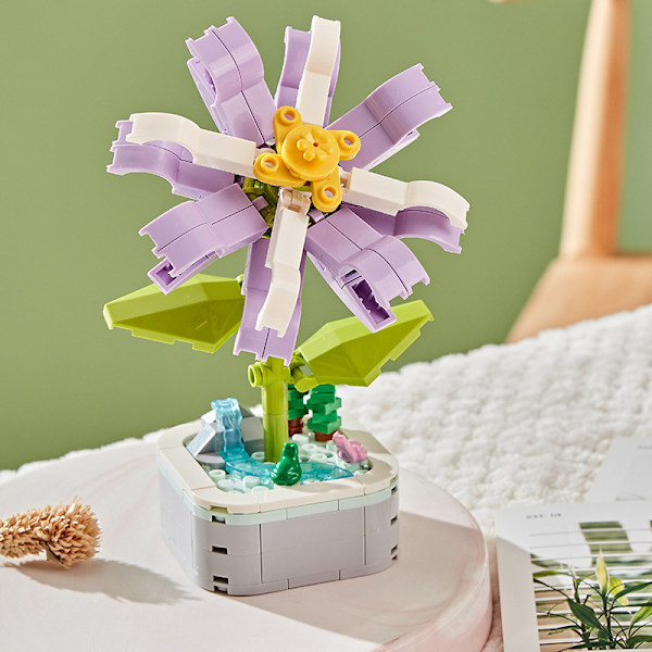 Rakennuspalikat Kukat Säilötyt Kukat Ruusut Ystävänpäivälahja Kimppu Koottavat Lelut 103-B4-Pot bouquet-Crocus-123g