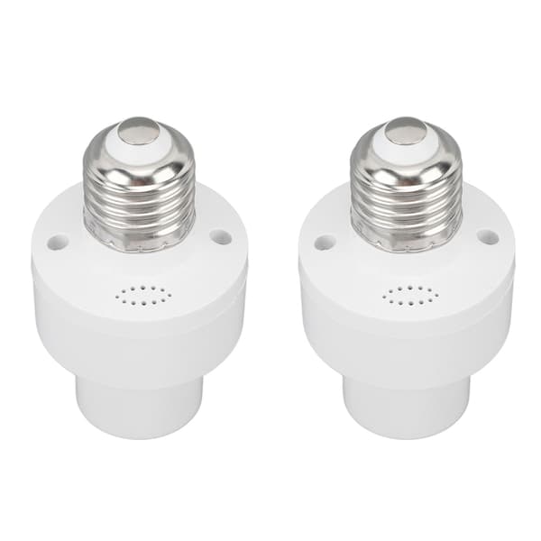 2 pcs Smart Light Socket Wireless Voice Control E27 Screw Port 100V-250V White