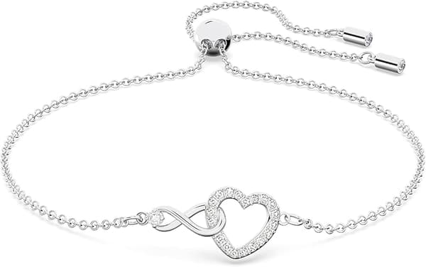 Justerbart hjerteformet armbånd for kvinner 28cm hvitt gullbelagt