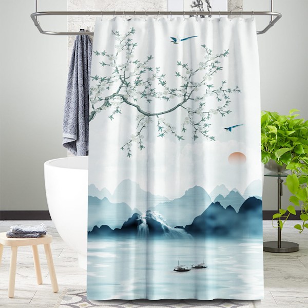 (80 x 180 cm) Bruseforhæng Hvid, Anti-Skimmel, Vandtæt