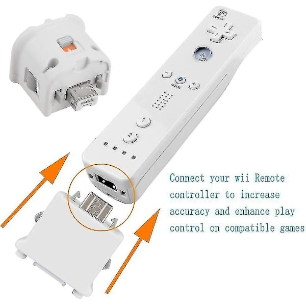2 Motion Plus Adapter Sensor til Wii Remote Controller, Motion Plus Adapter Accelerator Udskiftning til Wii Motion Plus Adapter White