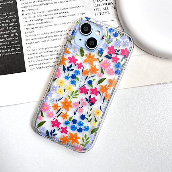 CASETiFY Compact iPhone 16 Pro Max Cover [1,2 m. 2X Militær Standard Drop Beskyttelse/Slank/Letvægt] - Lyse Forårsblomster - Klar Sort