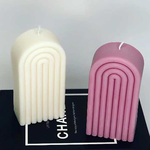 Stearinlysform U-form Høy Bue 12cm hvit white