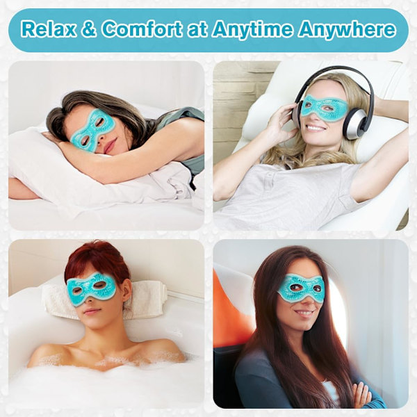Kylande Ögonmasker, 2-pack Gelpärlmasker för Migränlindring & Svullna Ögon{hh} 2PCS