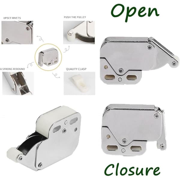 4 pcs. mini locks, double roller cabinet door locks, wardrobe locks, mini push locks, cabinet door locks door stoppers (with counterpart)