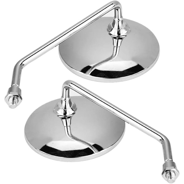 Backspegel - 1 par 10mm runda krom silver motorcykelbackspeglar. Vänster och höger backspegel.