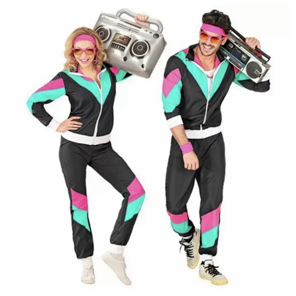 Hippiekostymer för par, dam och herr, Halloween Vintage 70-tal 80-tal Rock Disco Cosplay Kläder Diskokläder Hippiekostym XXL