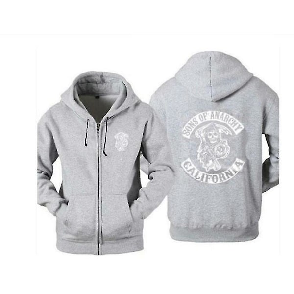 Sons of Anarchy Huppari TV SOA Cosplay Juhlatilaisuus Takki Naiset Miehet Vetoketju Takki Mayans Pusero Syksy Talvi Vaatteet Harmaa Harmaa Grey L(55-60kg women)