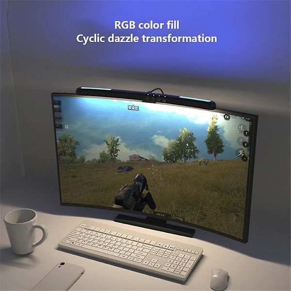 Böjd Skärm Monitor Hängande Lampa Ljusramp RGB Färgglad Bakgrund Atmosfär Ljus Steglös{HH} 30SF