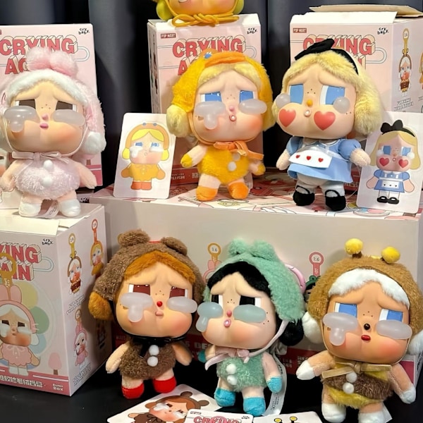 POP MART Crybaby Tear Factory Vinyl Ansikte Plysch Blind Box Docka Slumpmässig Design Action Figur Samlarleksak Dekoration Gåva Enkel Box{hh} 4