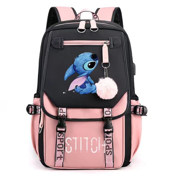 Large Capacity Travel Backpack with USB Charging - Trendy School Bag for Students with Laptop Compartment Black
